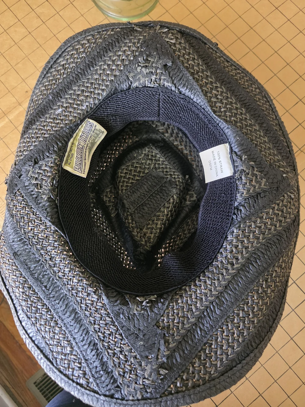Paramount Outdoors Woven Straw Sun Hat Black Tan Chevron Unisex